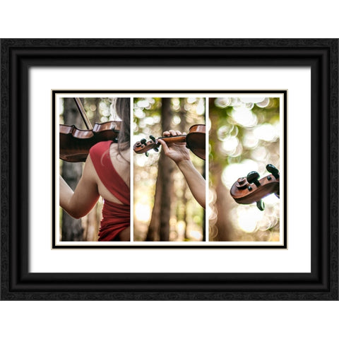 Notes In The Forest Black Ornate Wood Framed Art Print with Double Matting by Kokdemir, Dogan