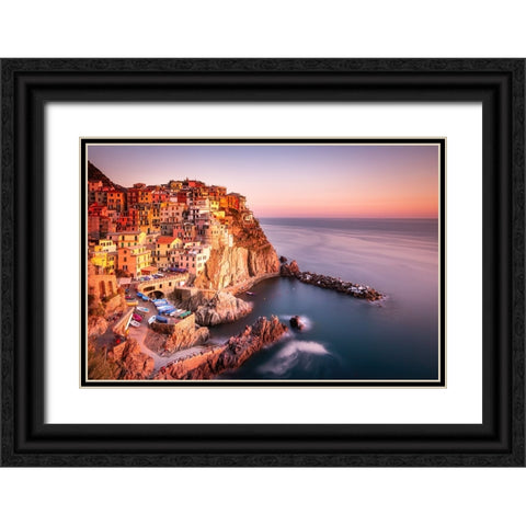 Manarola Black Ornate Wood Framed Art Print with Double Matting by Schaarschmidt, Christoph