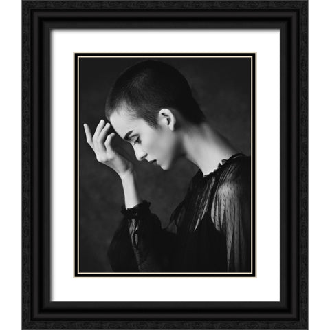 Le Penseur Black Ornate Wood Framed Art Print with Double Matting by Diaz, Anderson