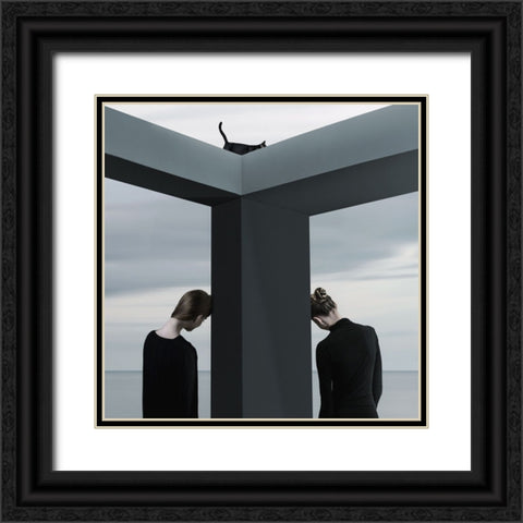The Wall Between Us Black Ornate Wood Framed Art Print with Double Matting by Hardibudi