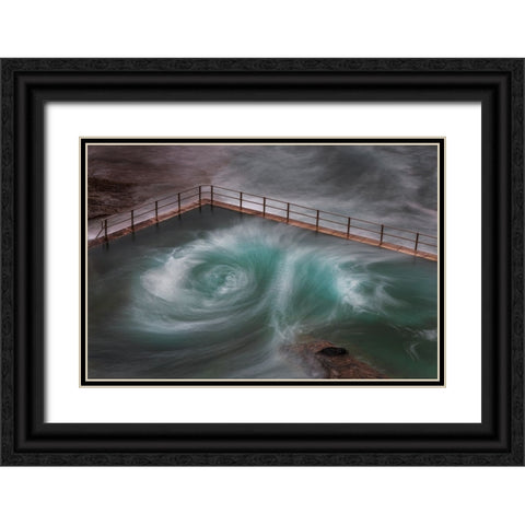 Curlie Black Ornate Wood Framed Art Print with Double Matting by Steggles, Rosie
