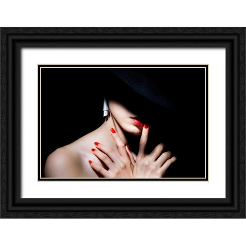 Red Black Ornate Wood Framed Art Print with Double Matting by Washimi, Masatoshi