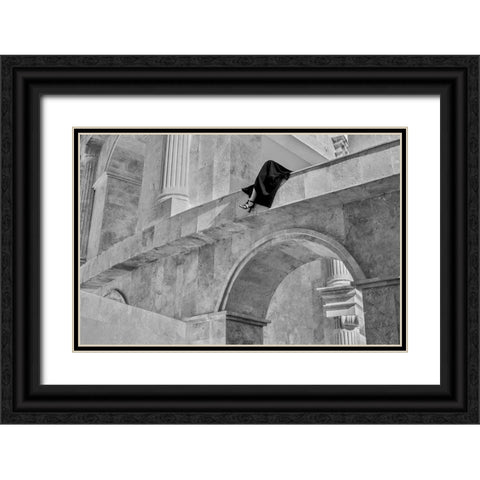 lines Black Ornate Wood Framed Art Print with Double Matting by Elahebeigi