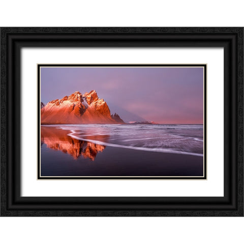 Purple wave Black Ornate Wood Framed Art Print with Double Matting by Groleau, Michel