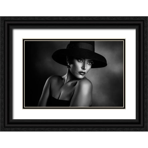 Lady Ros Black Ornate Wood Framed Art Print with Double Matting by Tambe, Peppe