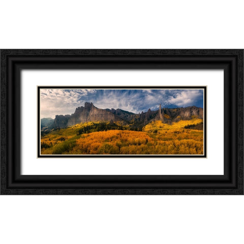 Golden Carpet Under Castle Rocks Black Ornate Wood Framed Art Print with Double Matting by Xu, Mei