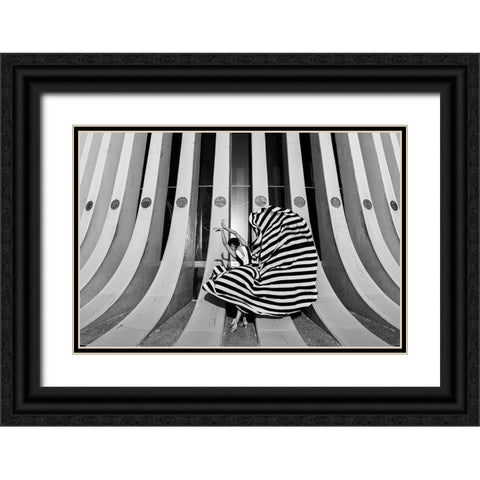 Untitled Black Ornate Wood Framed Art Print with Double Matting by Lev Ari, Shay