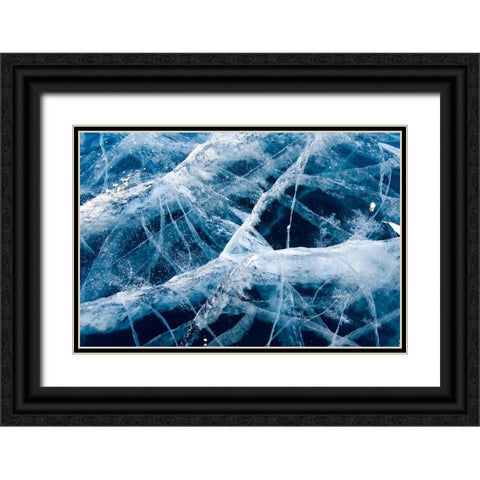Baikal ice Black Ornate Wood Framed Art Print with Double Matting by Bondarenko, Alexander