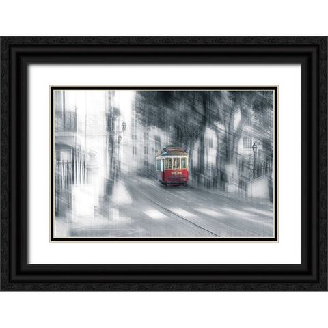 Lisboa Black Ornate Wood Framed Art Print with Double Matting by Reichelt, Dieter