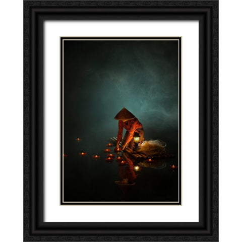 Candle Of Eternity Black Ornate Wood Framed Art Print with Double Matting by octavandy