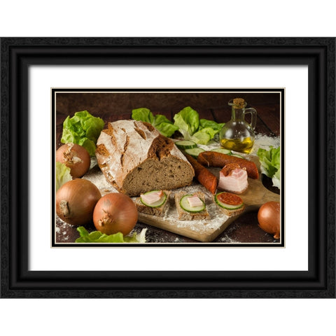 Breakfast Black Ornate Wood Framed Art Print with Double Matting by Nick, Noa