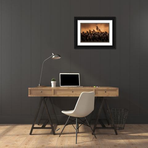 Ten Thousand Steeds Gallop Black Ornate Wood Framed Art Print with Double Matting by Liao, Yuhan