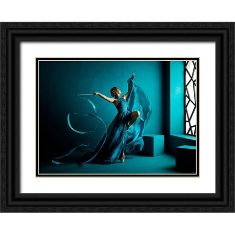 Blue Ribbon Black Ornate Wood Framed Art Print with Double Matting by Muliani Hartojo, Angela