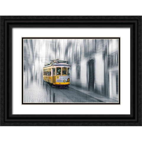 Lisboa Black Ornate Wood Framed Art Print with Double Matting by Reichelt, Dieter