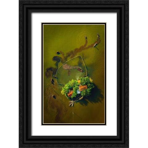 The Buffalo Man Black Ornate Wood Framed Art Print with Double Matting by Cao, Alex