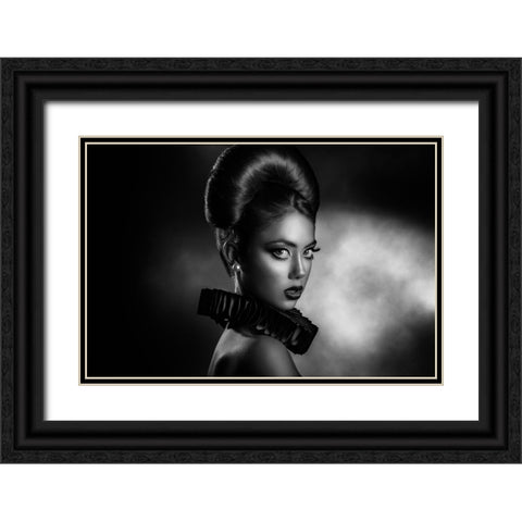 Anita 4 Black Ornate Wood Framed Art Print with Double Matting by Tambe, Peppe