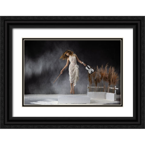 Music Makes Me Flying Black Ornate Wood Framed Art Print with Double Matting by Suhardjo, Lisdiyanto