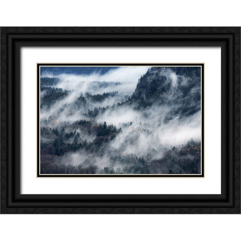 A Valley In The Fog Black Ornate Wood Framed Art Print with Double Matting by Yamada, Tomomi