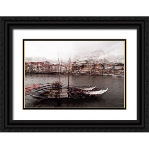 Porto Black Ornate Wood Framed Art Print with Double Matting by Ferreira, Rui
