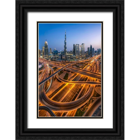 Curvaceous Black Ornate Wood Framed Art Print with Double Matting by Jabeen, Rana