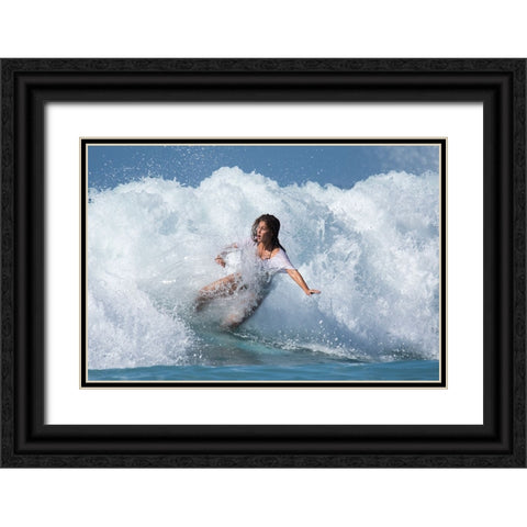 Surfer Black Ornate Wood Framed Art Print with Double Matting by Yuval