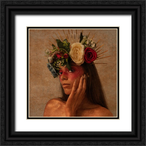 HANA Black Ornate Wood Framed Art Print with Double Matting by Yuan, Kiki