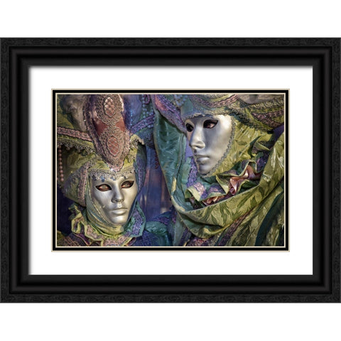 Venice Carnival Black Ornate Wood Framed Art Print with Double Matting by Cavalli, Giovanni