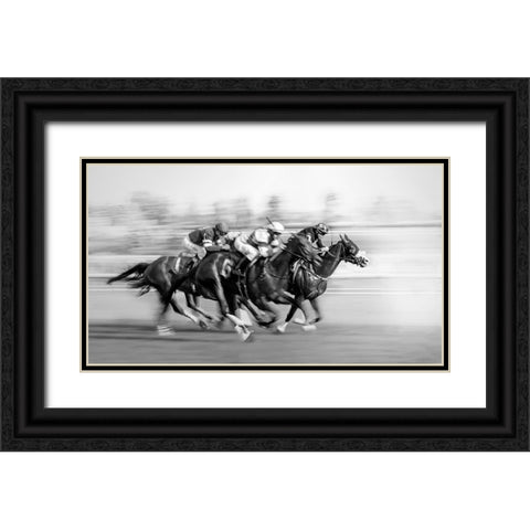 Horse Racing @ Queens Plate Black Ornate Wood Framed Art Print with Double Matting by little7