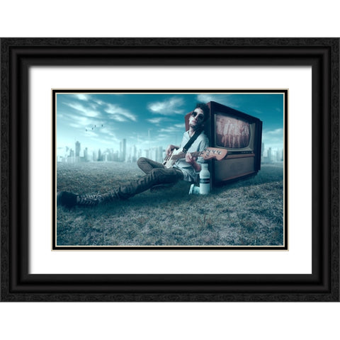 Good Old Days Black Ornate Wood Framed Art Print with Double Matting by Mymon, Noam
