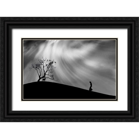 Uphill Walk Black Ornate Wood Framed Art Print with Double Matting by Hammer, Peter