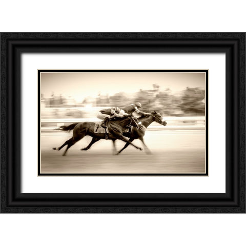 Racing Black Ornate Wood Framed Art Print with Double Matting by Little7