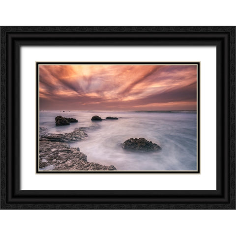 Stones Black Ornate Wood Framed Art Print with Double Matting by Ehrlich, Amir