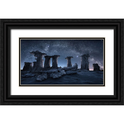 Primival Arch and Columns Black Ornate Wood Framed Art Print with Double Matting by Xu, Simon