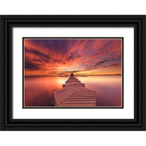 Sunrise At The Spa Black Ornate Wood Framed Art Print with Double Matting by Antonio Trivino, Jose