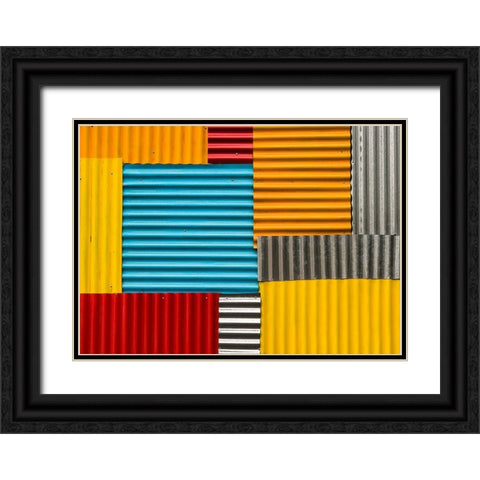 Patchwork Black Ornate Wood Framed Art Print with Double Matting by Erkmen, Ugur
