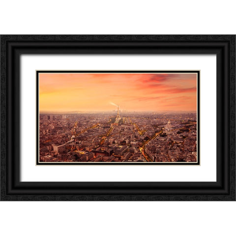 Paris - The City of Lights Grandeur Black Ornate Wood Framed Art Print with Double Matting by Andria, Miary