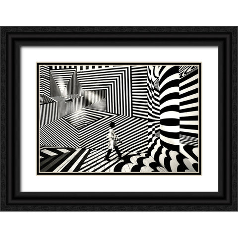 Pattern Walk 2 Black Ornate Wood Framed Art Print with Double Matting by Das, Avishek