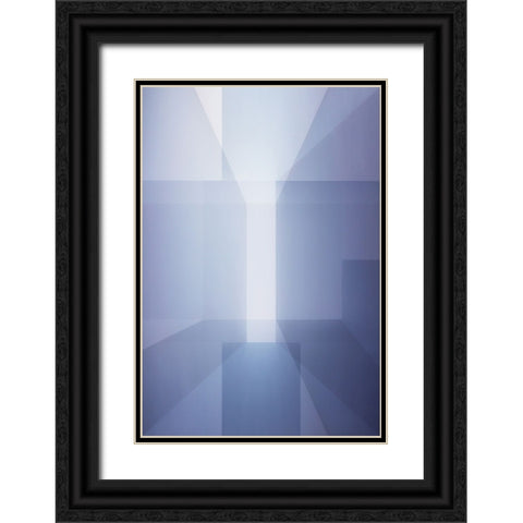 Abstract in blue Black Ornate Wood Framed Art Print with Double Matting by Van Son, Greetje