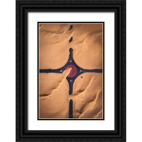 Roads to Nowhere Black Ornate Wood Framed Art Print with Double Matting by De La, Javier