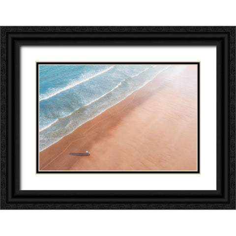 Walk By The Sea Black Ornate Wood Framed Art Print with Double Matting by Ashen