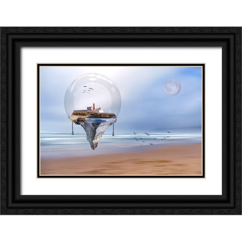 The Lighthouse Black Ornate Wood Framed Art Print with Double Matting by Martins, Vitor