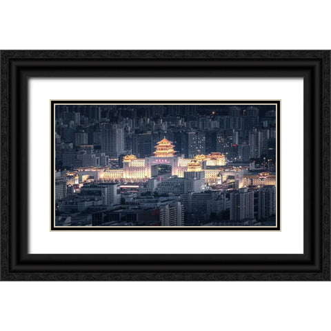 Beijingxi Railway Station Black Ornate Wood Framed Art Print with Double Matting by Shen, Ran
