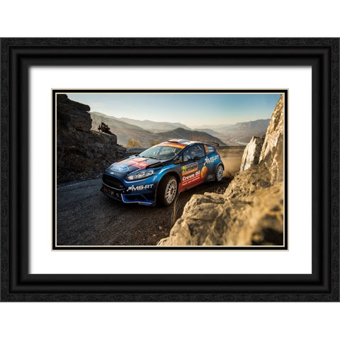 Ford Fiesta R5 Black Ornate Wood Framed Art Print with Double Matting by Szabo, Attila