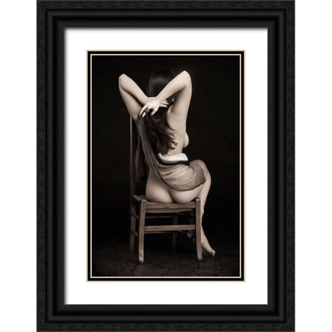 Old Chair Black Ornate Wood Framed Art Print with Double Matting by Slotboom, Jan