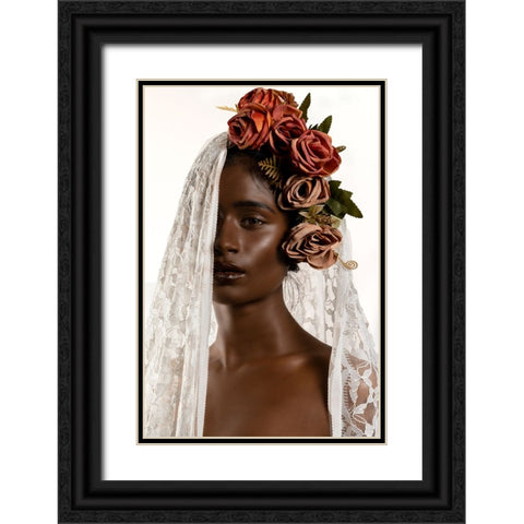 FLOWER GIRL Black Ornate Wood Framed Art Print with Double Matting by Chandra Das, Jayatu