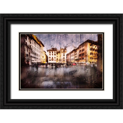 Piazza Della Rotonda After The Rain Black Ornate Wood Framed Art Print with Double Matting by Quaglia, Nicodemo