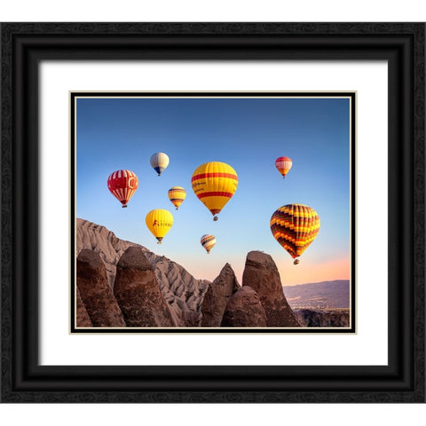 Balloons Black Ornate Wood Framed Art Print with Double Matting by Nayyer Reza, Sayyed