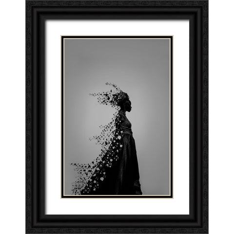 Elegant Fashion Model Black Ornate Wood Framed Art Print with Double Matting by Liu, Jessie
