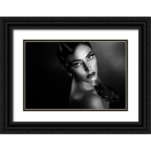 Rossella 3 Black Ornate Wood Framed Art Print with Double Matting by Tambe, Peppe