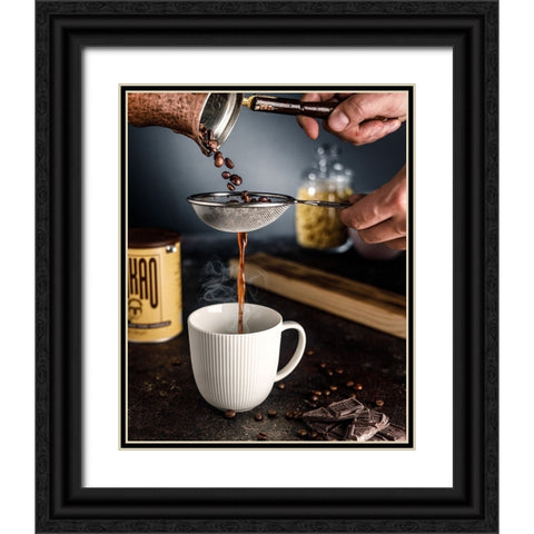 Cup Of Coffee Black Ornate Wood Framed Art Print with Double Matting by Morozov, Konstantin